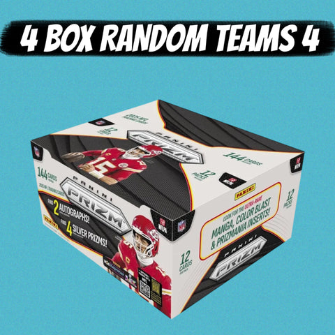 25PZ4- 2025 PRIZM FOOTBALL HOBBY - 4 BOX RANDOMS TEAMS BREAK #4 (FRESH CASE)